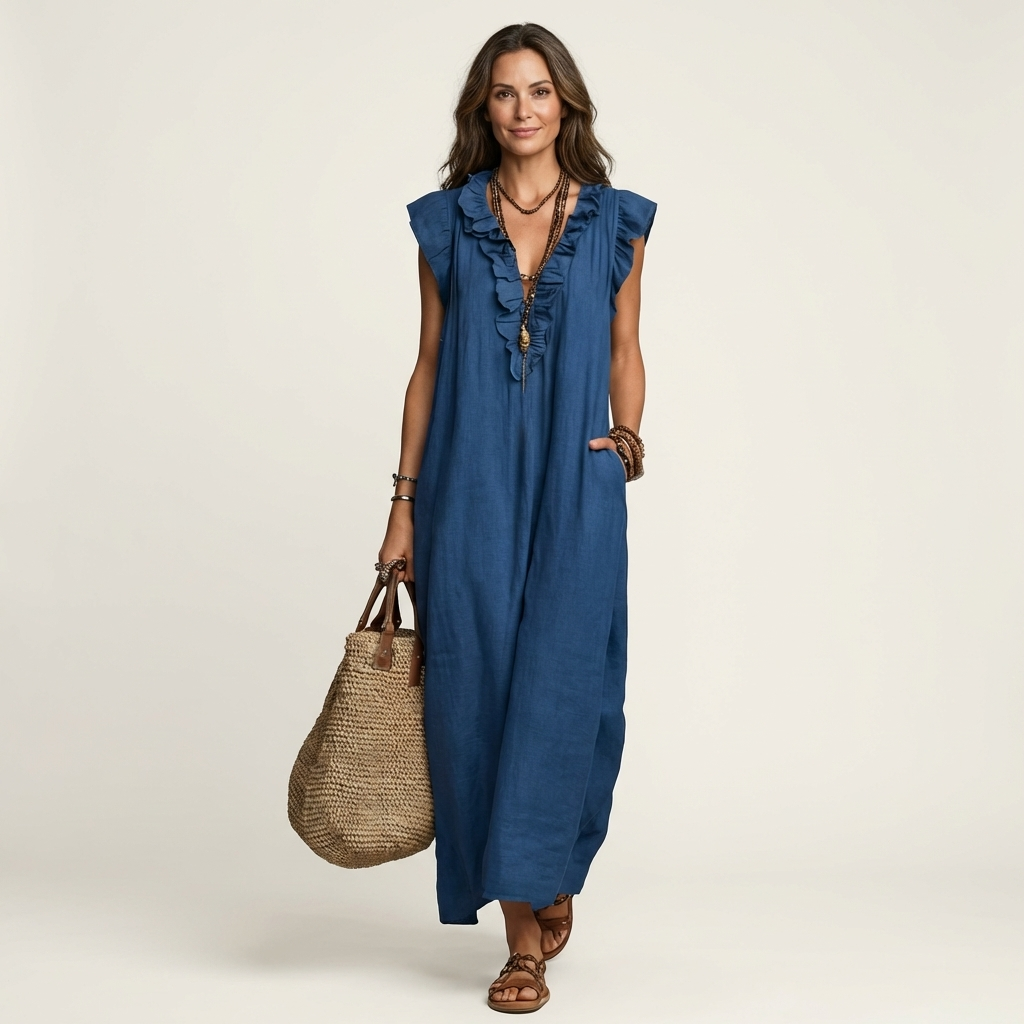 Cordelia linen maxi dress - Blue