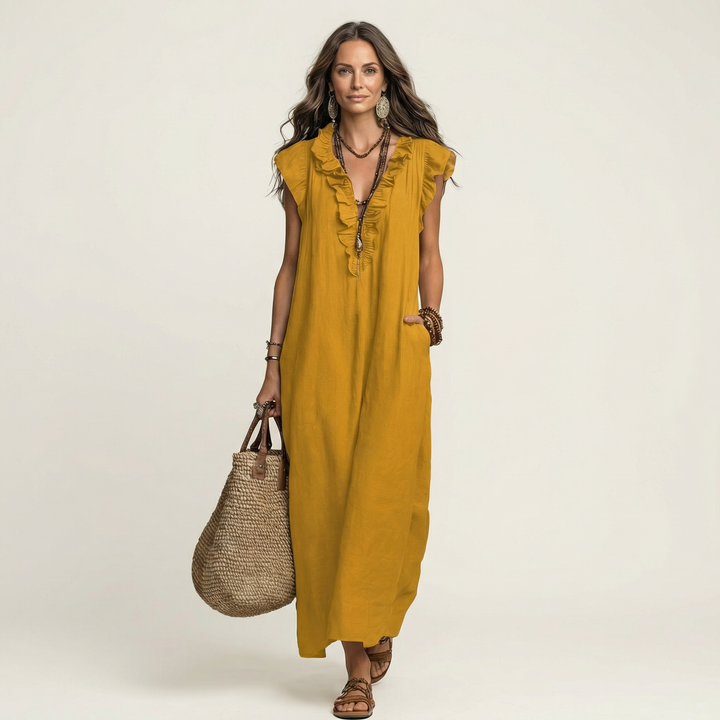 Cordelia linen maxi dress - Yellow
