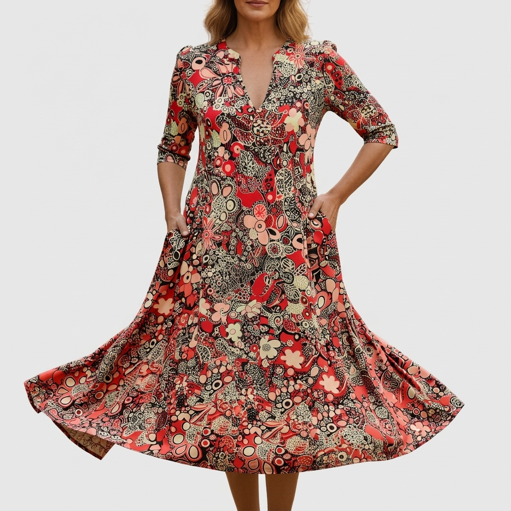 Harlow | Graceful V-Neck Midi Dress