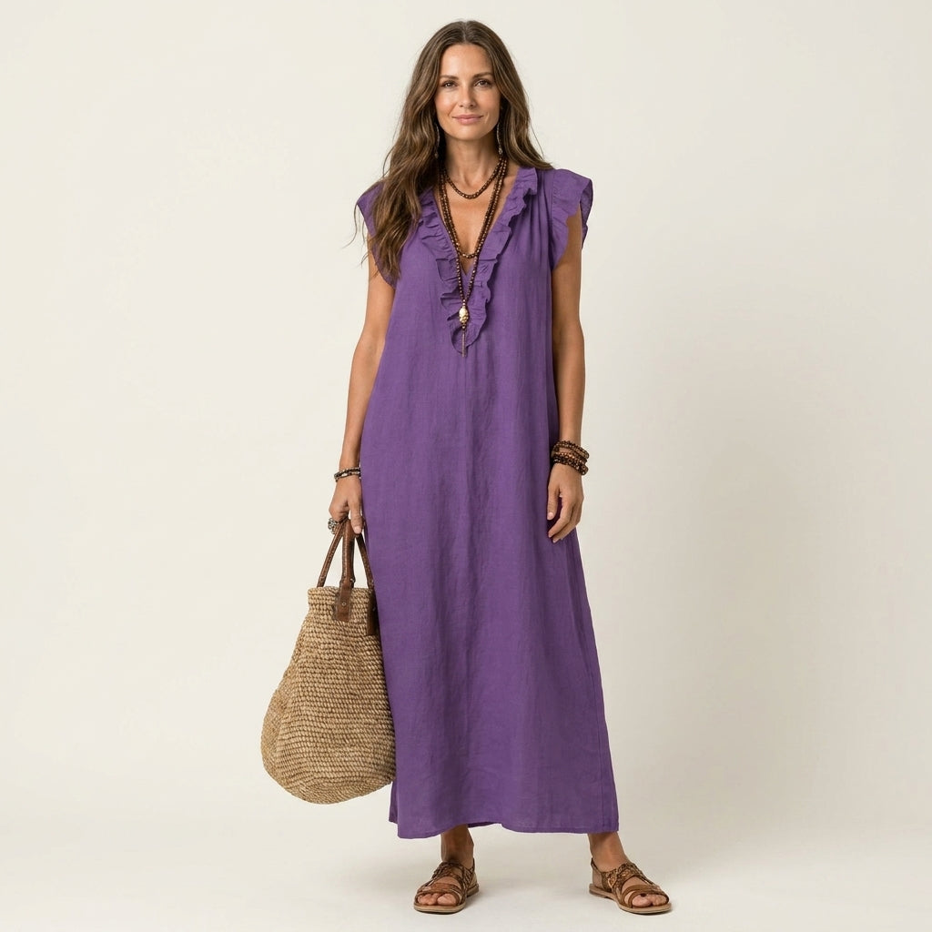 Cordelia linen maxi dress - Purple