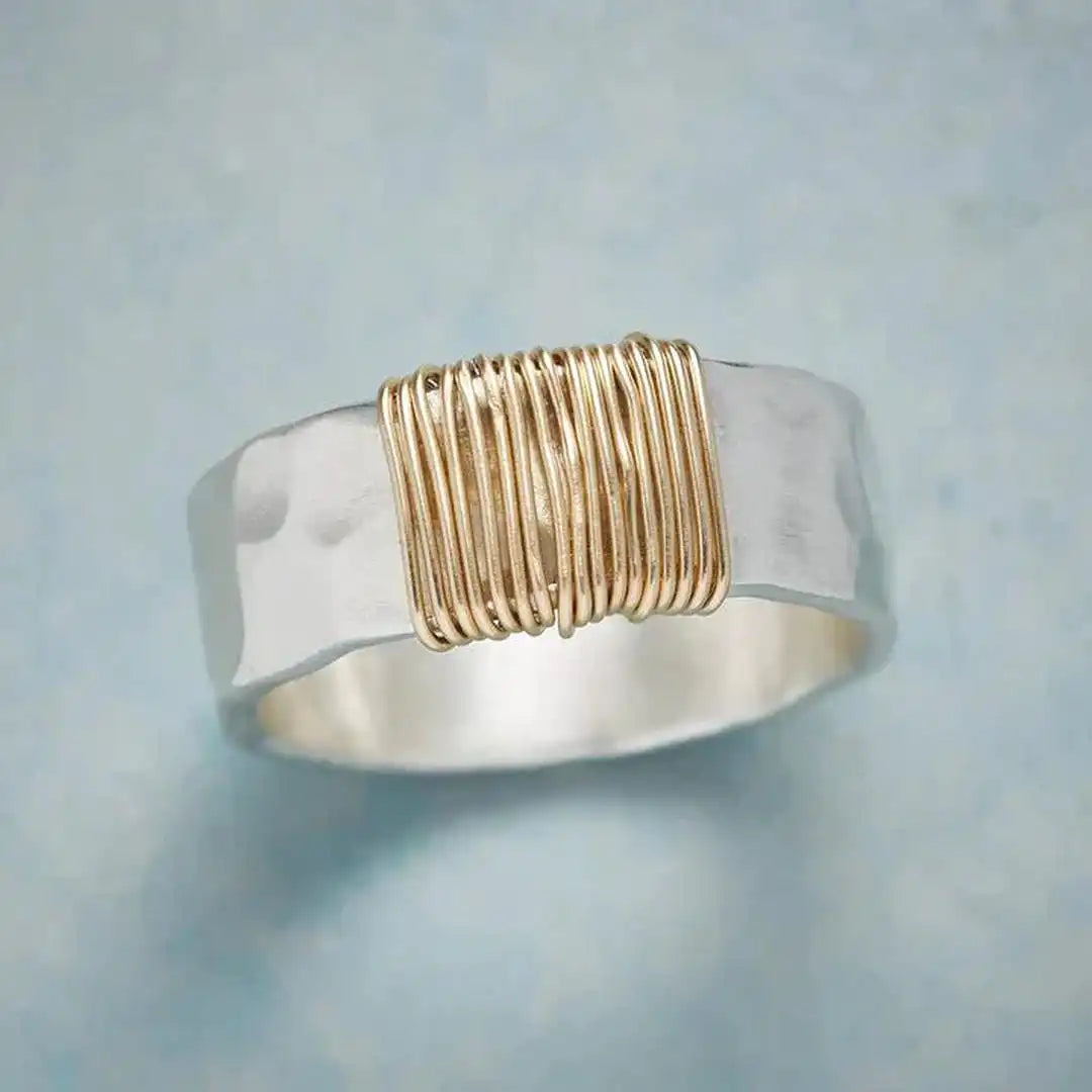 Vintage Golden Threads Silver Ring