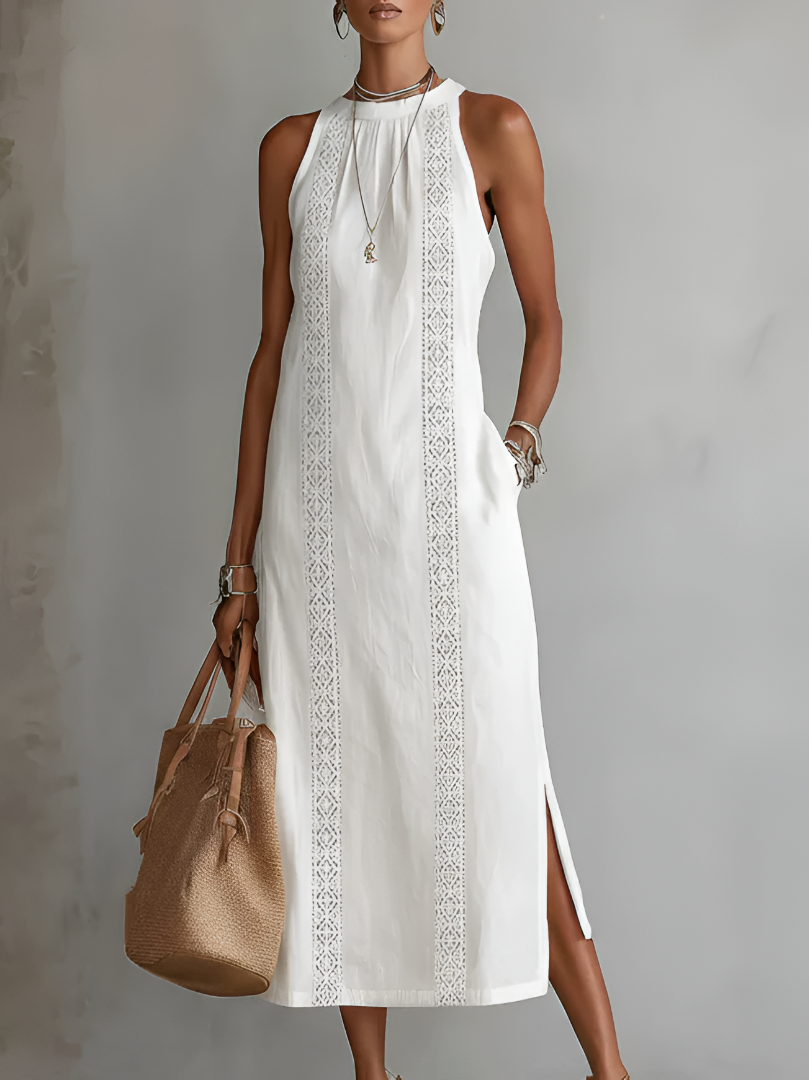 Jimena | Stand-Collar Midi Dress