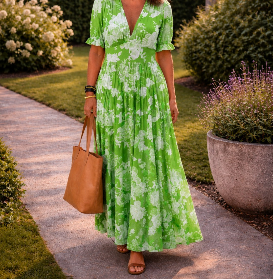 Caroline floral midi dress - Green