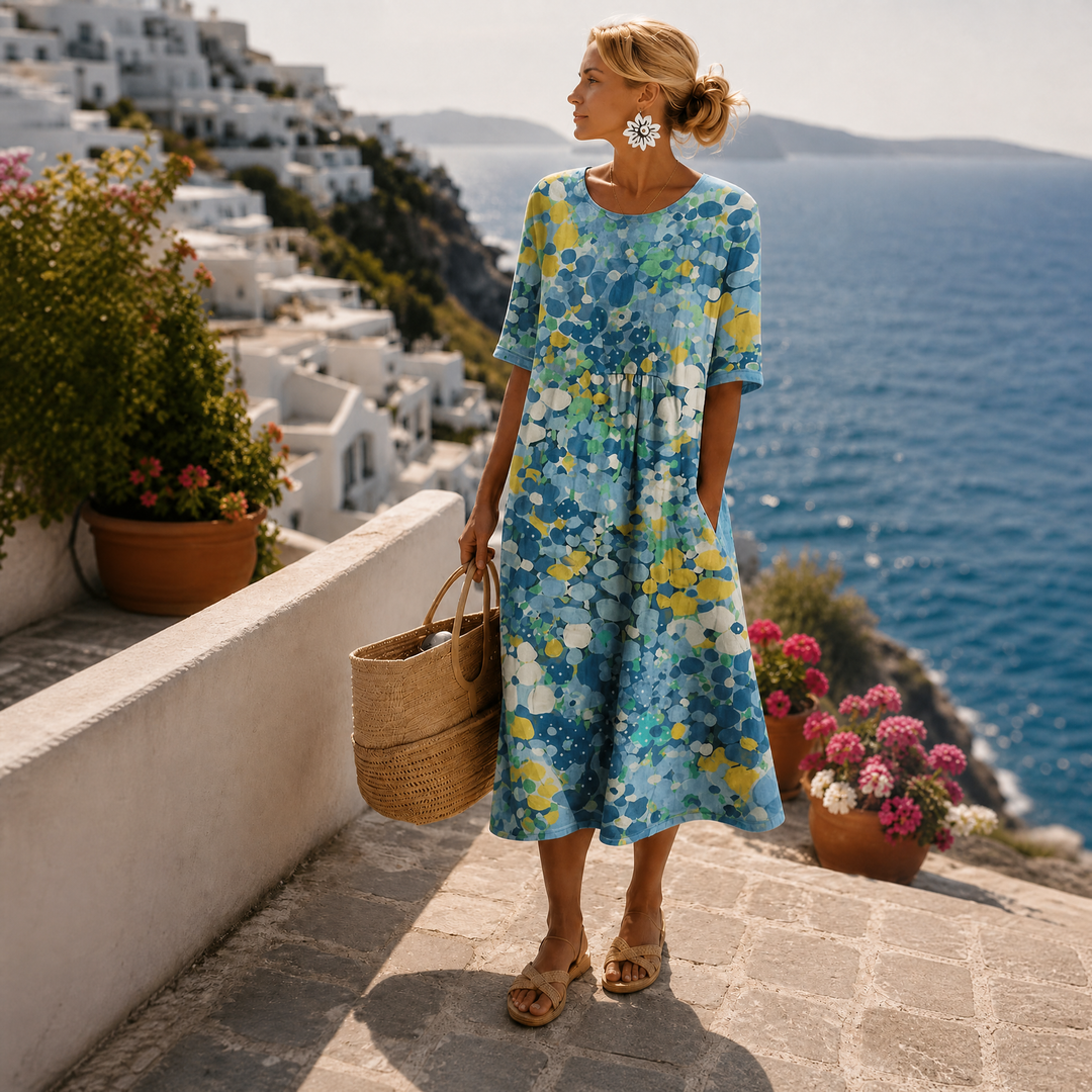 Elena floral midi dress - Blue