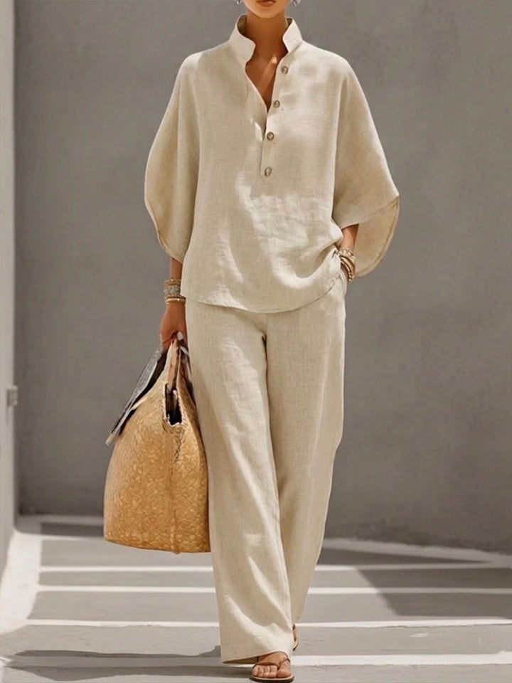 Mariel | Cotton-Linen Batwing Two-Piece Set