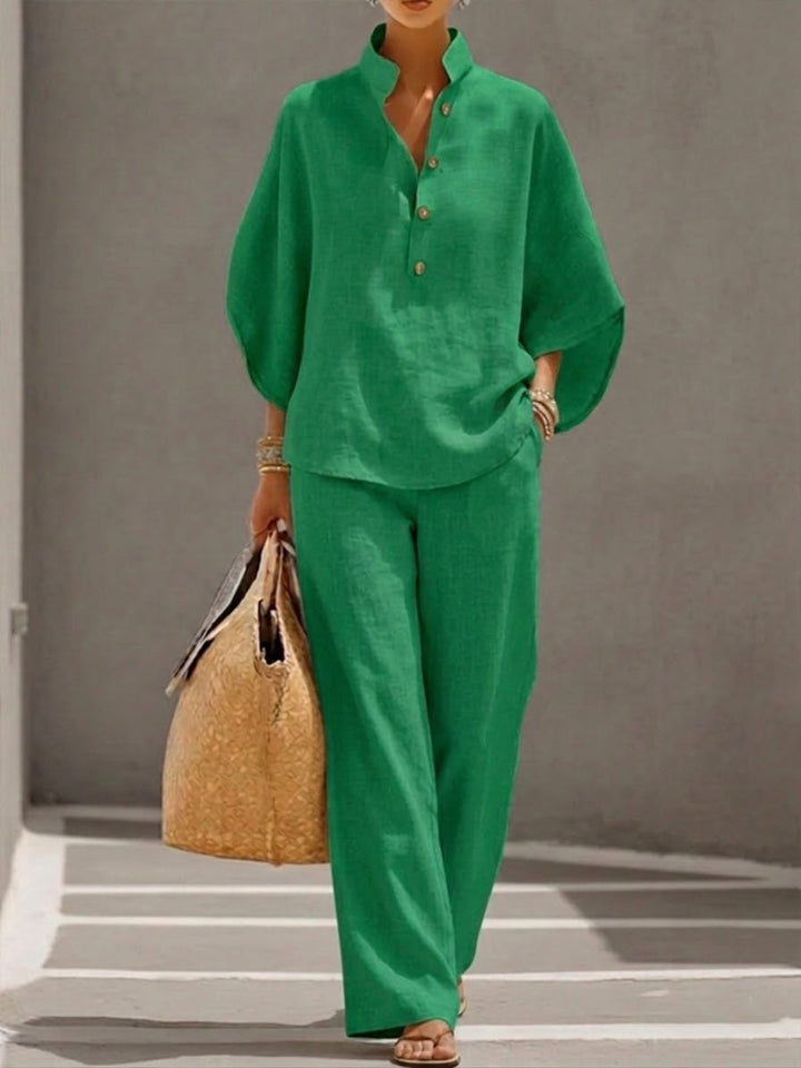Mariel | Cotton-Linen Batwing Two-Piece Set
