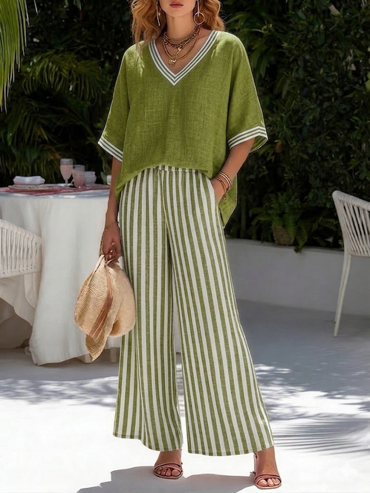 Amelia | Striped Linen-Cotton Co-ord Set