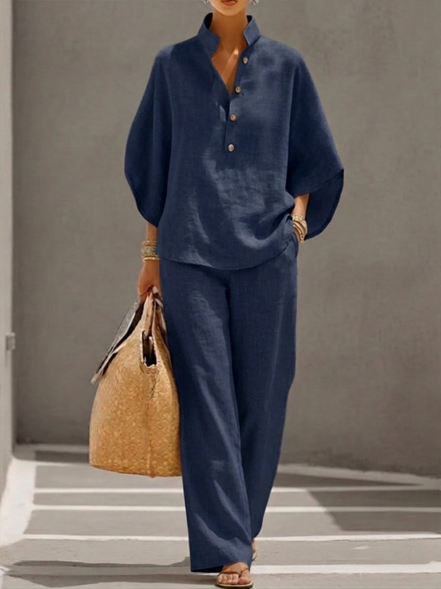 Mariel | Cotton-Linen Batwing Two-Piece Set