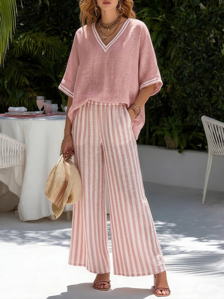 Amelia | Striped Linen-Cotton Co-ord Set