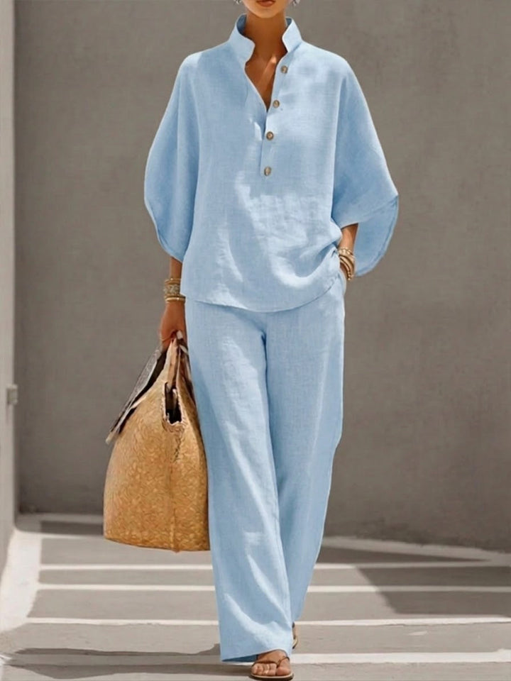 Mariel | Cotton-Linen Batwing Two-Piece Set