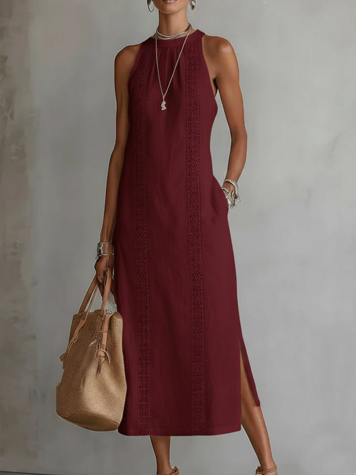 Jimena | Stand-Collar Midi Dress