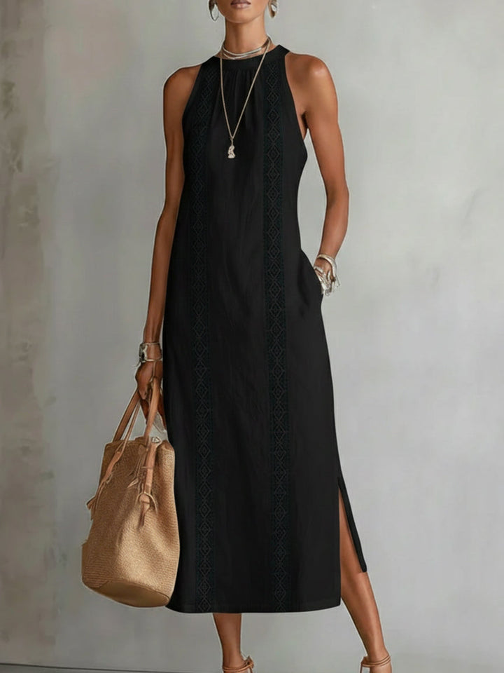 Jimena | Stand-Collar Midi Dress