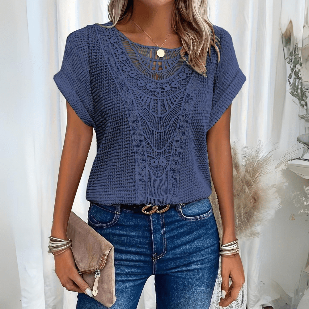 Clara crochet boho top - Blue