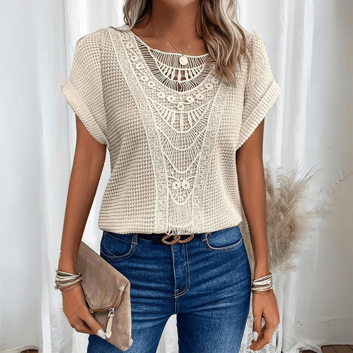 Clara crochet boho top - Beige