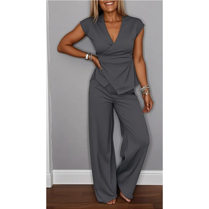 Angeliki | Elegant V-Neck Two Piece Set
