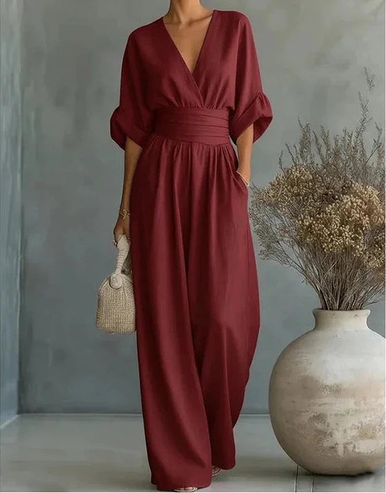 Lillian wide-leg jumpsuit - Burgundy