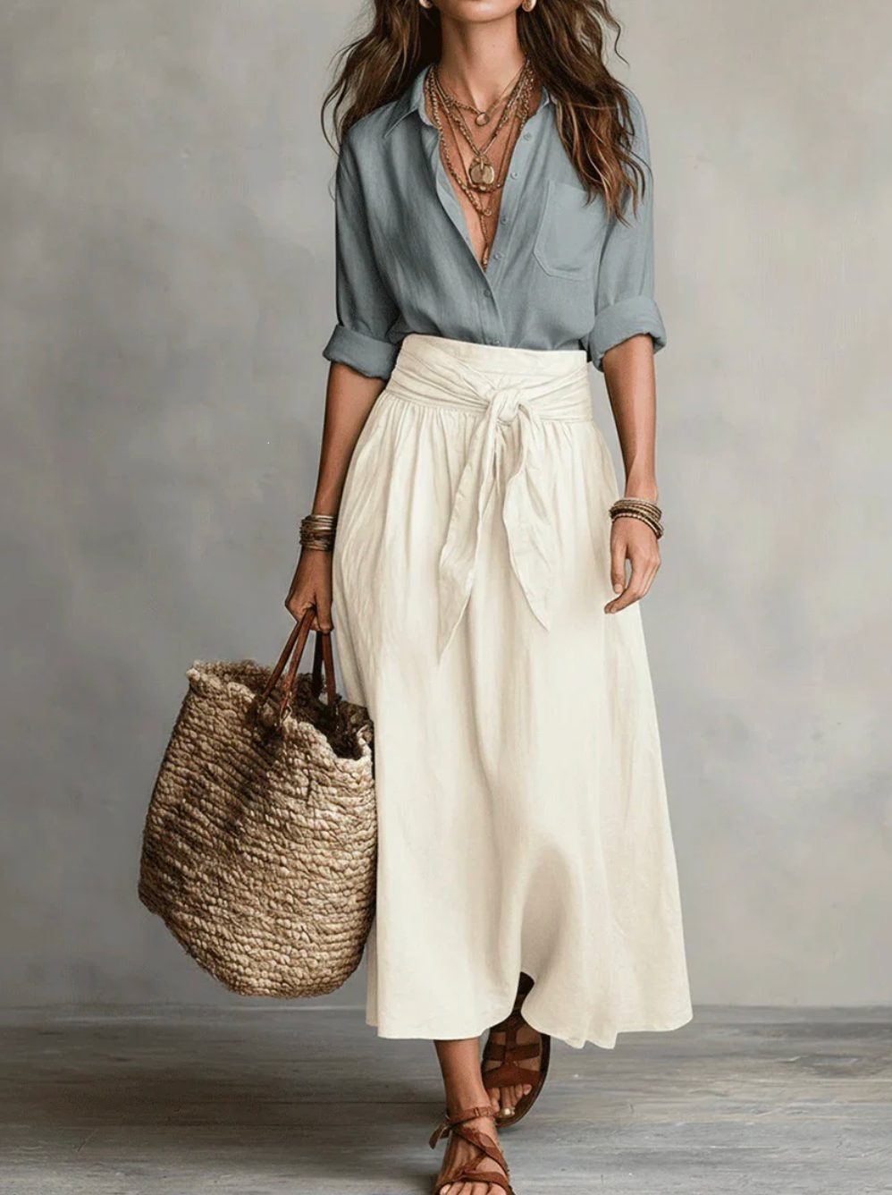 Vera two-piece set - White & Gray