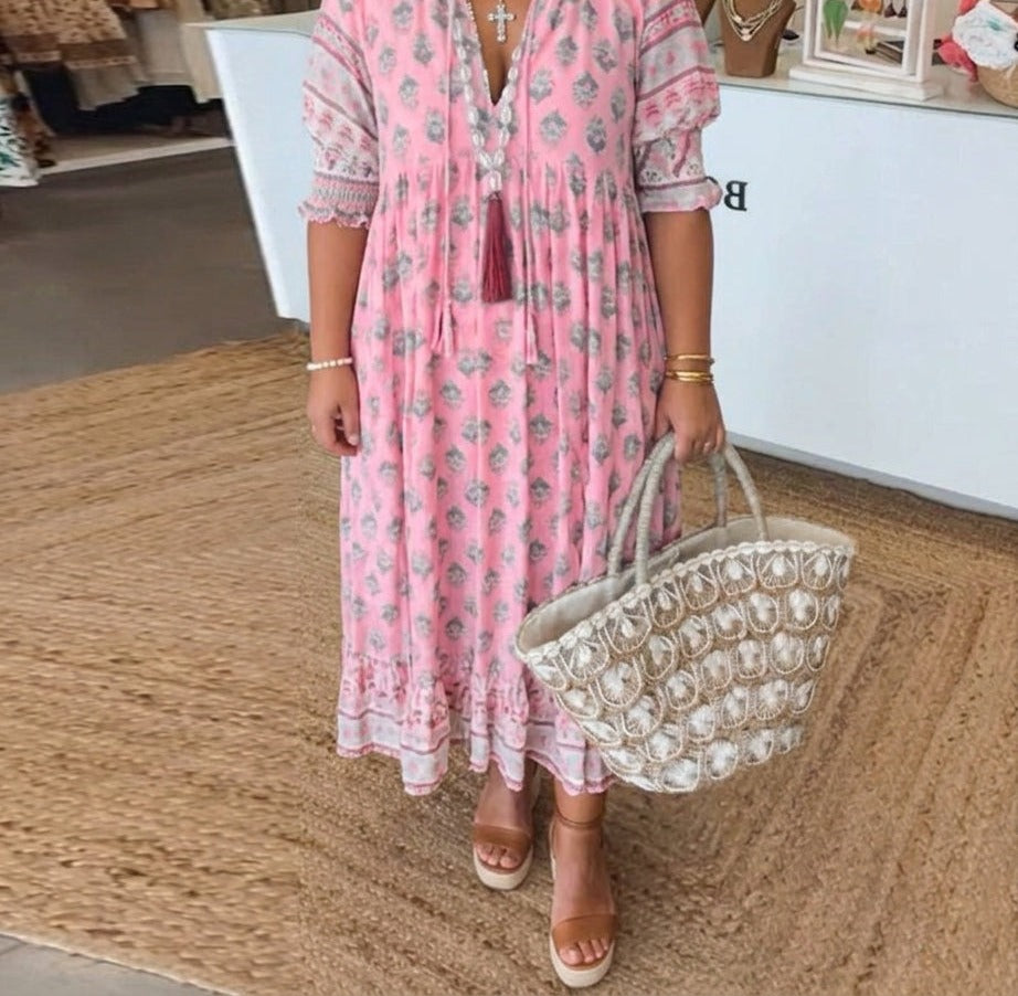 Ramona bohemian midi dress - Dusty Pink
