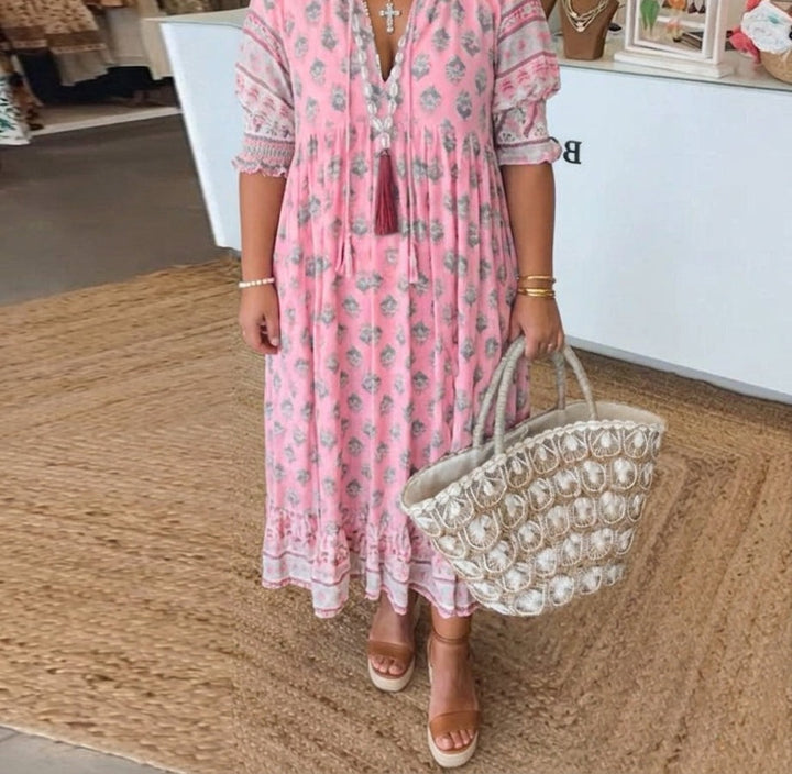 Ramona bohemian midi dress - Dusty Pink