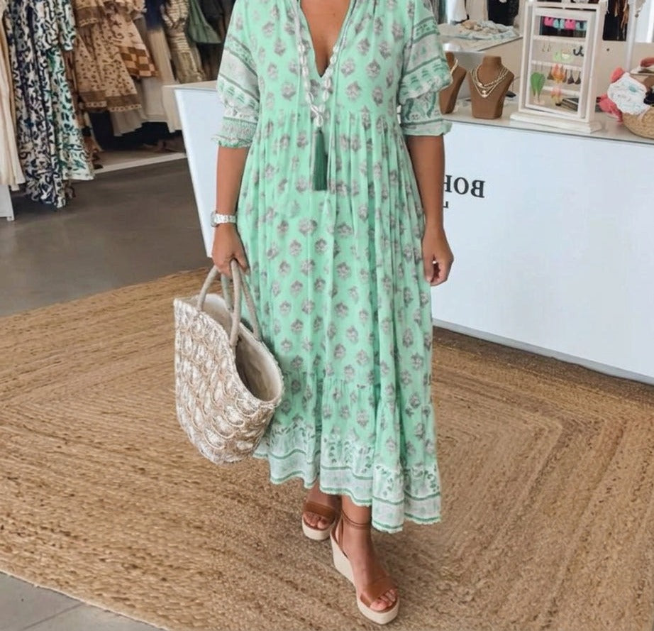 Ramona bohemian midi dress - Green