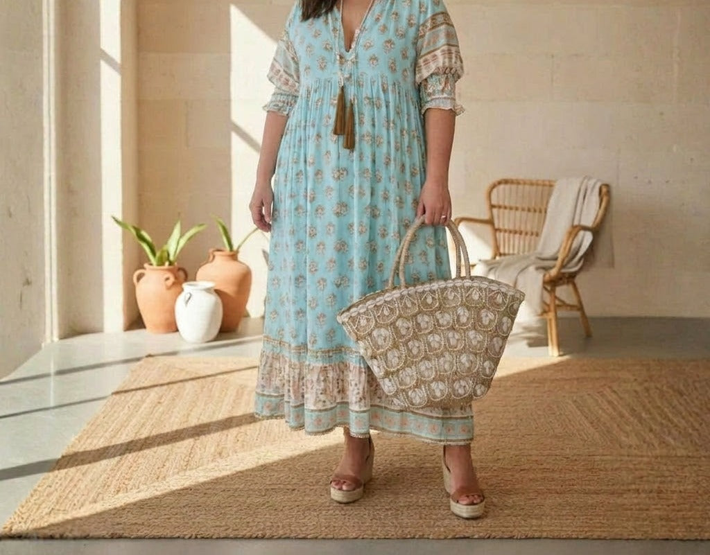 Ramona bohemian midi dress - Blue lifestyle