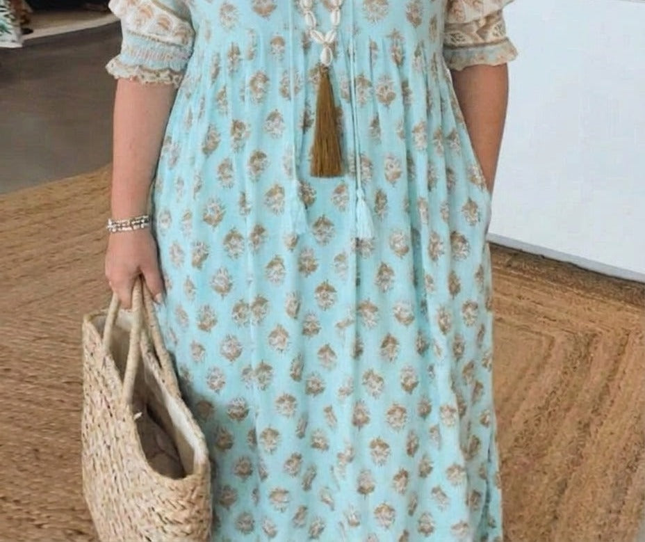 Ramona bohemian midi dress - Blue detail