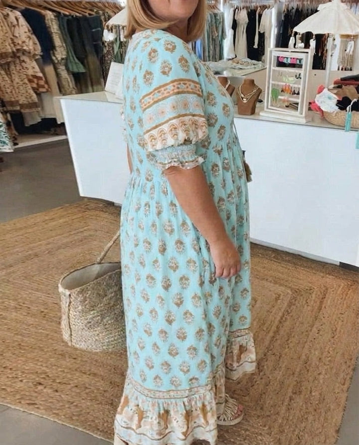 Ramona bohemian midi dress - Blue back
